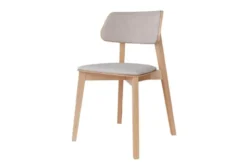 Sedia da pranzo in velluto beige con gambe in faggio COMO