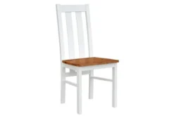 Sedia da tavolo stecche verticali faggio massello bianco e rovere shabby chic