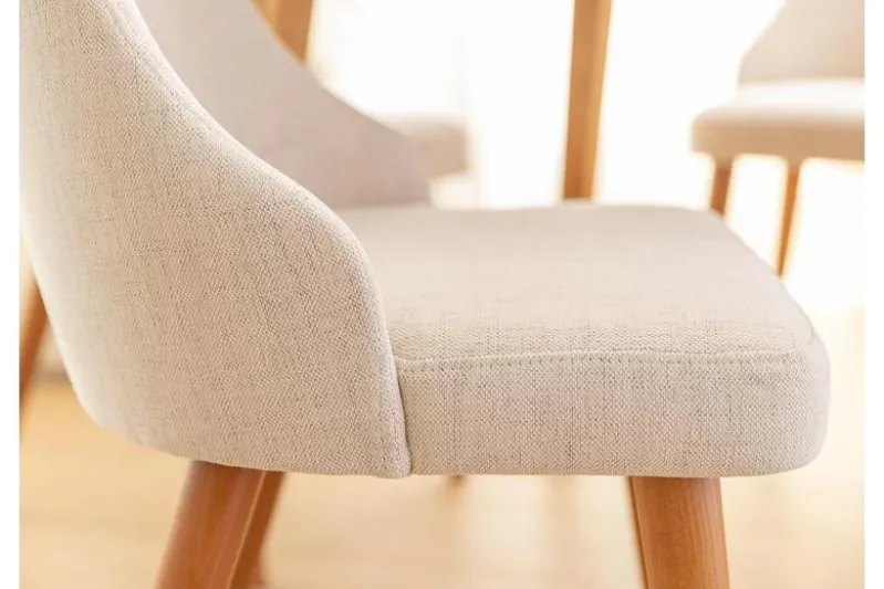 Sedia imbottita beige gambe faggio BRESSO