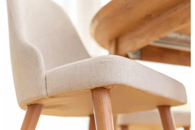 Sedia imbottita beige gambe faggio BRESSO