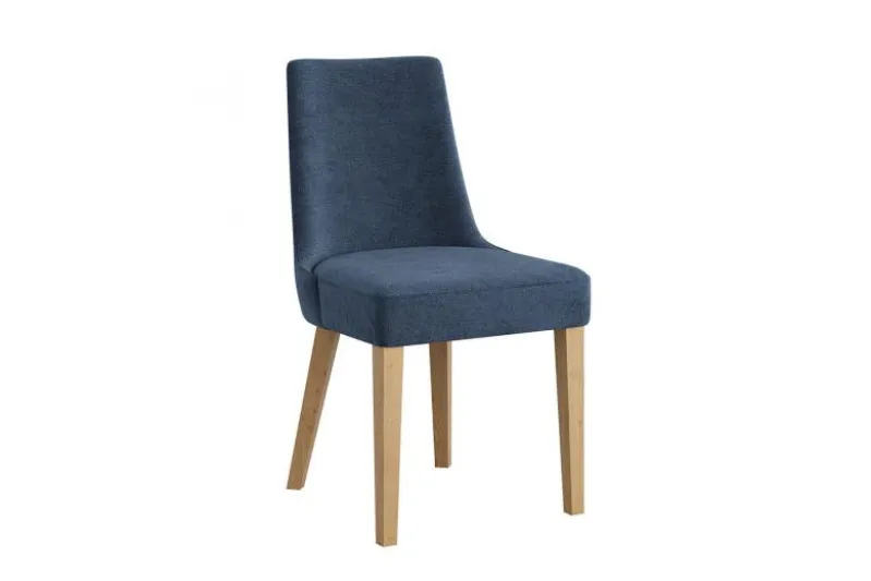 Sedia imbottita blu gambe in faggio CARINI