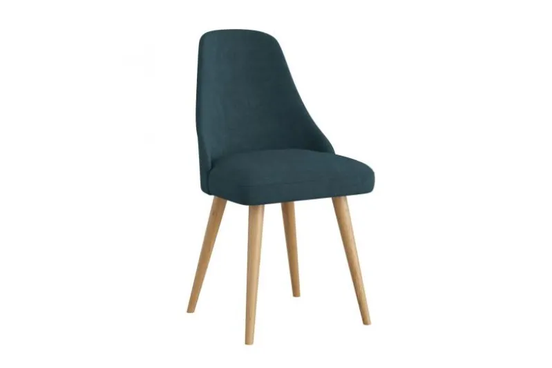 Sedia imbottita da pranzo blu gambe massello di faggio BRESSO