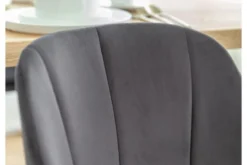 Sedia imbottita da pranzo grigia velluto e faggio FONDO