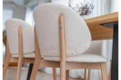 Sedia imbottita panna con gambe in legno di faggio Pecora