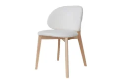 Sedia imbottita panna con gambe in legno di faggio Pecora