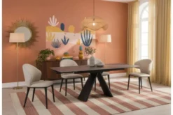 Sedia in tessuto beige moderna SERENE