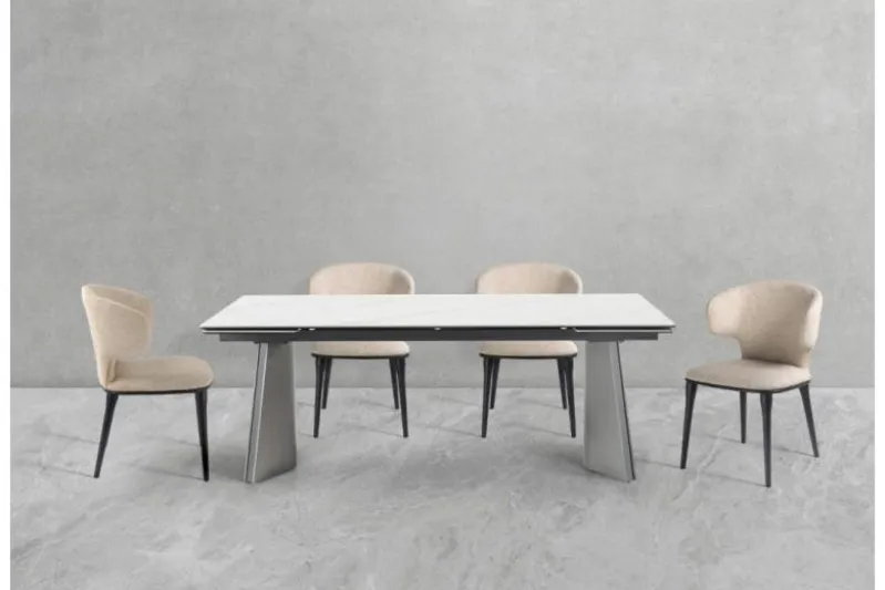 Sedia in tessuto beige moderna SERENE