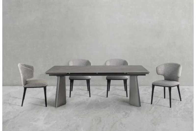 Sedia moderna in tessuto grigio SERENE