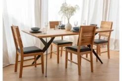Sedia per tavolo rovere massello e sedile nero imbottito VERTO