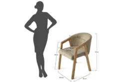 Sedia poltroncina rovere massello e velluto beige FORIO