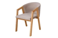 Sedia poltroncina rovere massello e velluto beige FORIO