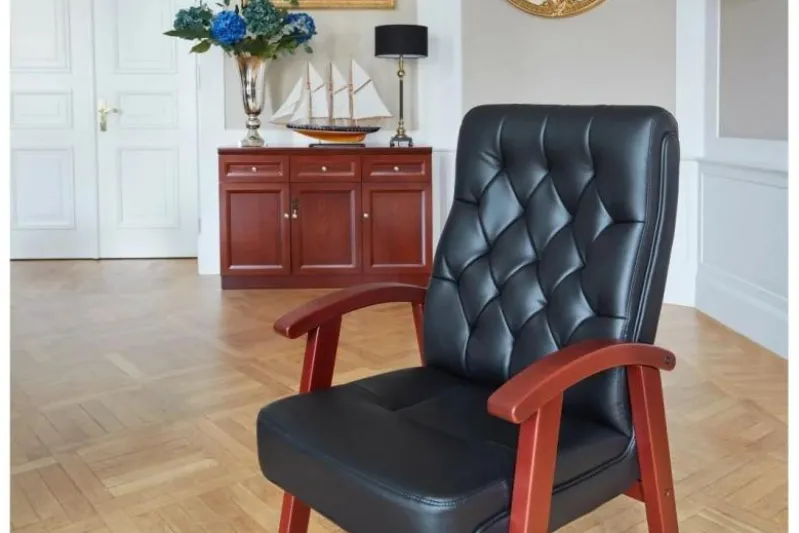 Sedia sala riunioni in pelle nera Consul