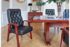 Sedia sala riunioni in pelle nera Consul