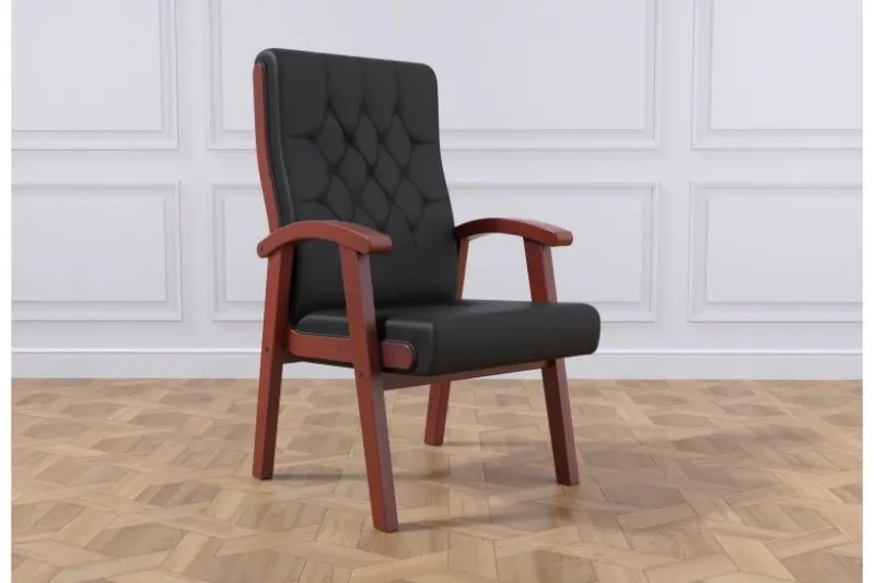 Sedia sala riunioni in pelle nera Consul