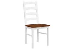 Sedia schienale alto faggio massello bianco seduta color noce shabby chic