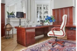 Sedia ufficio direzionale in pelle con rotelle beige Ambassador