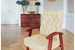 Sedia ufficio ospiti classica pelle beige CONSUL