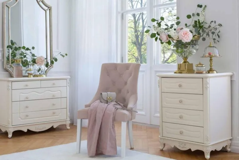 Sedia velluto rosa capitonné stile provenzale PRINCESS 08