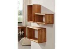 Set 3 mensole legno naturale massello di rovere oliato