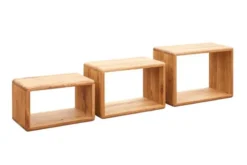 Set 3 mensole legno naturale massello di rovere oliato