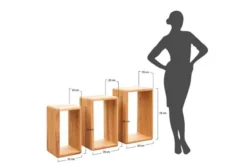 Set 3 mensole legno naturale massello di rovere oliato
