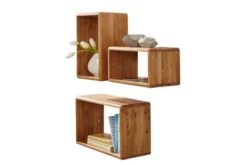 Set 3 mensole legno naturale massello di rovere oliato