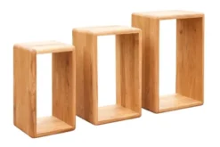 Set 3 mensole legno naturale massello di rovere oliato
