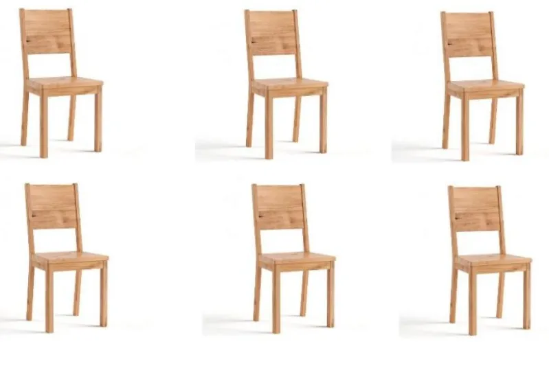 Set 6 sedie da tavolo in legno massello di rovere PRATO