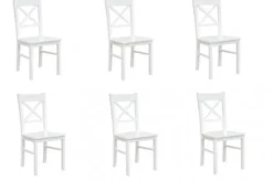Set 6 sedie da tavolo shabby chic in faggio massello bianche