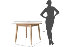 Set Tavolo rovere massello rotondo 110 cm + 4 sedie rovere imbottite grafite
