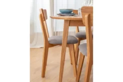 Set Tavolo rovere massello rotondo 110 cm + 4 sedie rovere imbottite grafite