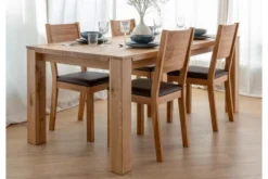 Set Tavolo rovere massello 100x200 + 8 sedie rovere sedile imbottito marrone