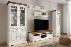 Soggiorno completo shabby chic pino massello bianco top rovere
