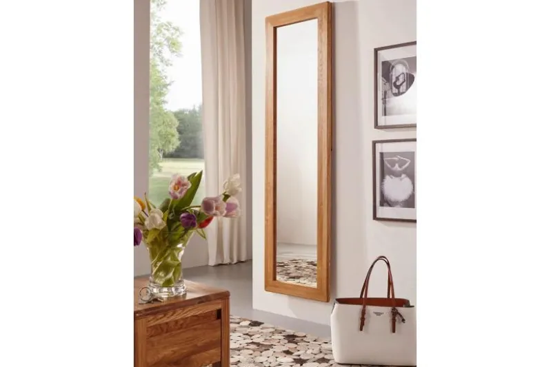 Specchio da ingresso in legno naturale oliato di rovere