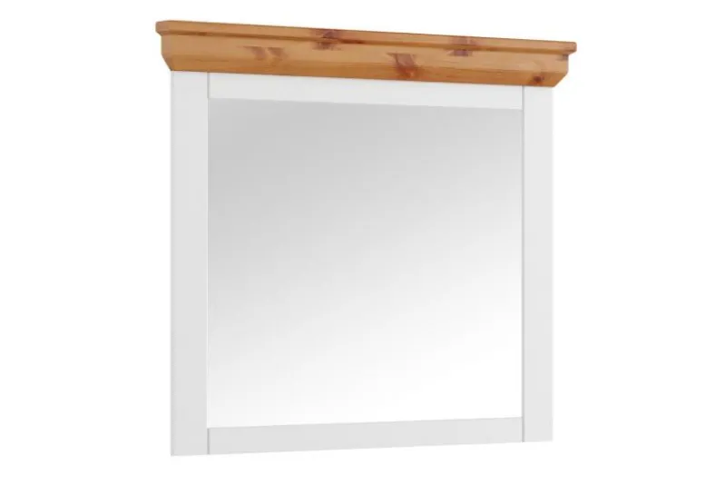 Specchio rettangolare con cornice bicolore in pino massello shabby country