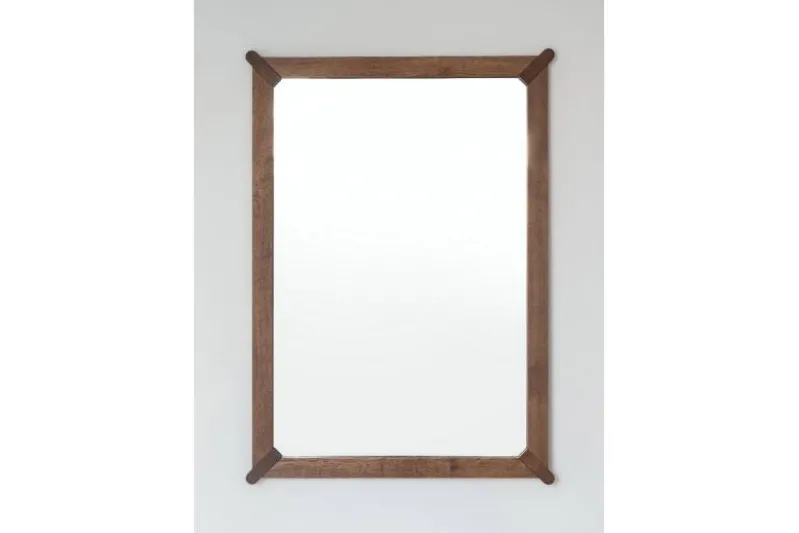 Specchio rettangolare moderno legno massello di rovere tabacco