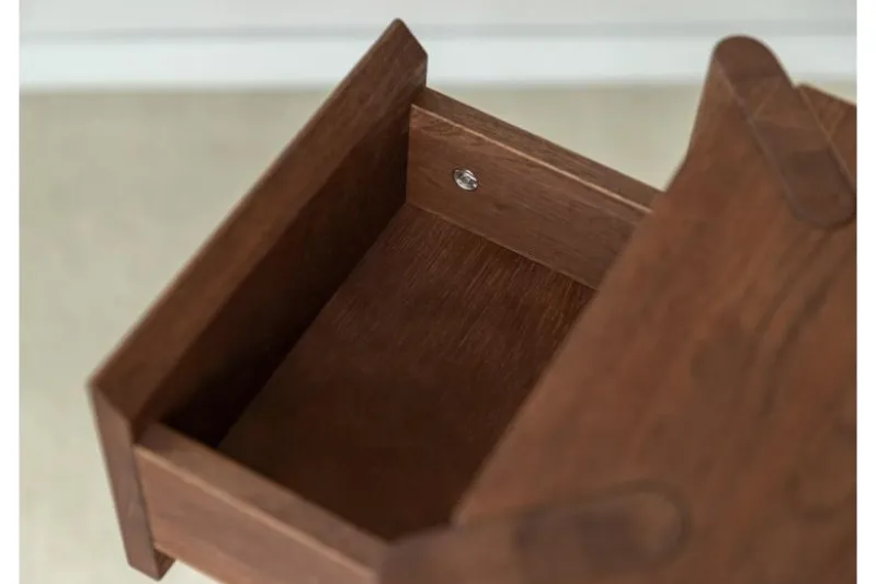 Tavolinetto moderno con cassetto rovere massello tabacco
