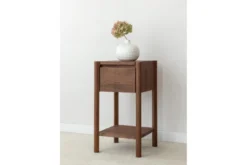 Tavolinetto moderno con cassetto rovere massello tabacco