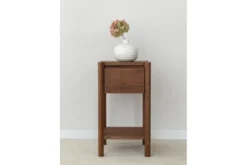 Tavolinetto moderno con cassetto rovere massello tabacco