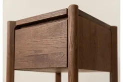 Tavolinetto moderno con cassetto rovere massello tabacco
