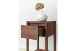 Tavolinetto moderno con cassetto rovere massello tabacco