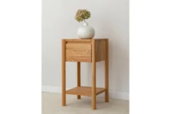 Tavolino basso con cassetto rovere massello oliato