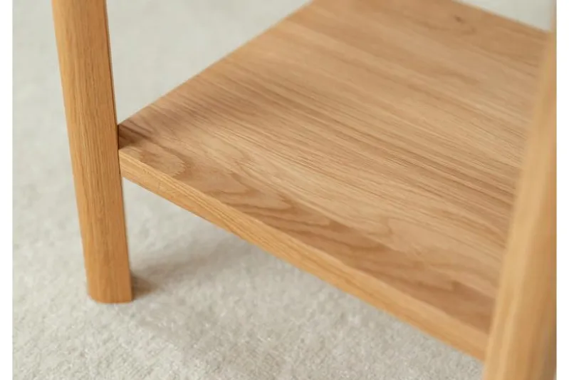 Tavolino basso con cassetto rovere massello oliato