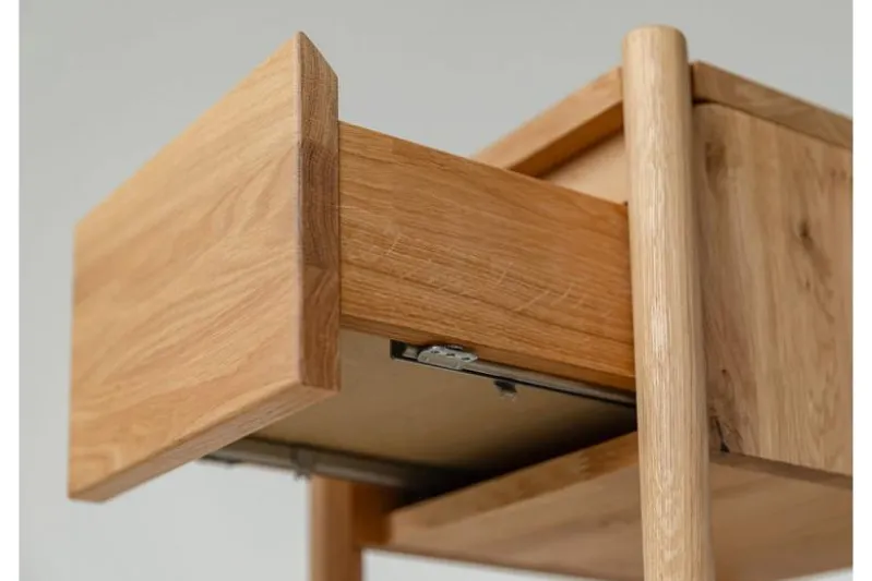 Tavolino basso con cassetto rovere massello oliato
