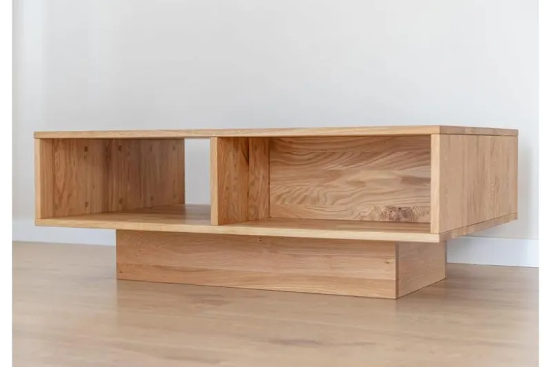 Tavolino da caffè moderno in rovere massello naturale