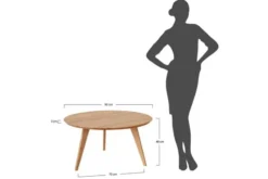 Tavolino da soggiorno rotondo rovere massello 90 cm ORBETELLO