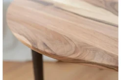 Tavolino moderno ovoidale in legno massello naturale di noce