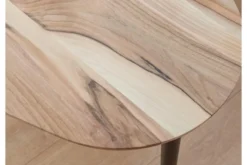 Tavolino moderno ovoidale in legno massello naturale di noce