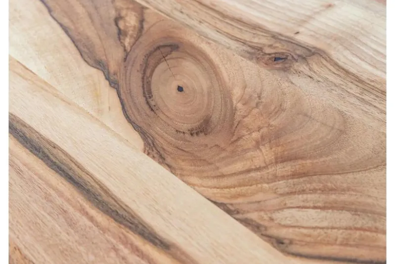 Tavolino moderno ovoidale in legno massello naturale di noce