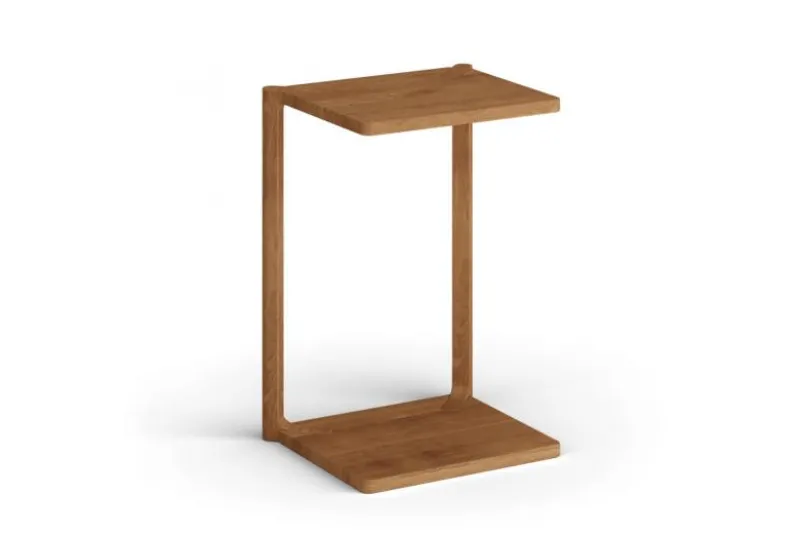 Tavolino moderno struttura a C rovere massello naturale
